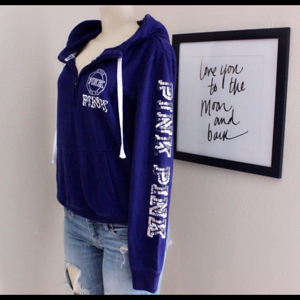 VICTORIAS SECRET PINK BLING HOODIE EUC